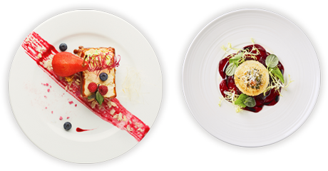 Seasonal, plated meal, artfully presented by Martin + Fitch
